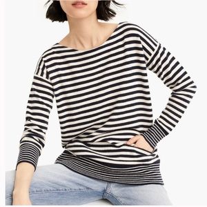 J.Crew 100% Cashmere Tie Back Sweater Navy Striped